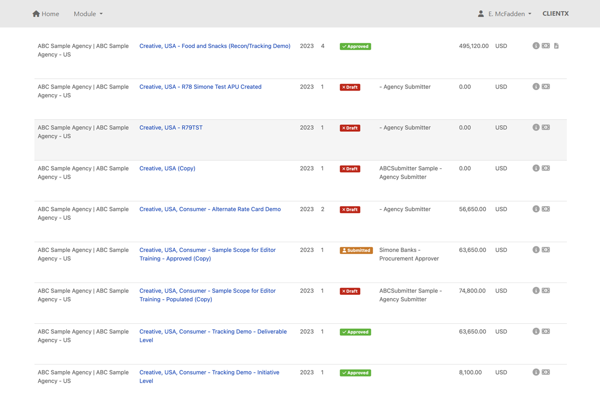 Screen shot of Scope Manager module