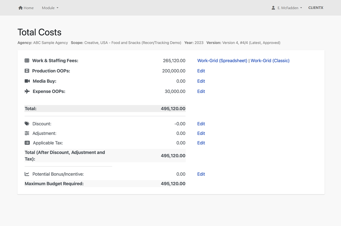 Screen shot of Scope Manager module